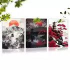 3pcs Japanese Scenery Prints with Mount Fuji Wall Art Set Canvas Framed 40x60cm - High Quality Print 100% Australian Made Wall Canvas Ready to Hang