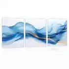 3pcs Beautiful Abstract Blue Gold Line Painting Wall Art Set Canvas Framed 40x60cm - High Quality Print 100% Australian Made Wall Canvas Ready to Hang