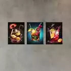 3pcs Colorful Fruit Drinks with Water Splashing Wall Art Set Canvas Framed 40x60cm - High Quality Print 100% Australian Made Wall Canvas Ready to Hang