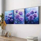 3pcs Purple Rose Night Colorful Beauty Perfect Wall Art Set Canvas Framed 40x60cm - High Quality Print 100% Australian Made Wall Canvas Ready to Hang