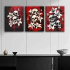 3pcs Skull & White Lilies Darkness Décor Perfect Wall Art Set Canvas Framed 40x60cm - High Quality Print 100% Australian Made Wall Canvas Ready to Hang