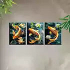 3pcs Elegant Pond Koi Swimming Floral Lotus Wall Art Set Canvas Framed 40x60cm - High Quality Print 100% Australian Made Wall Canvas Ready to Hang