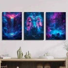 3pcs Fantasy Waterfall Ram Mysterious Libra Metal Print Ready to Hang Art