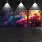 3pcs Elegant Magical Peacock with Pink Florals Wall Art Set Canvas Framed 40x60cm - High Quality Print 100% Australian Made Wall Canvas Ready to Hang