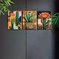 3pcs Colorful Cactus And Stunning Florals Wall Art Set Canvas Framed 40x60cm - High Quality Print 100% Australian Made Wall Canvas Ready to Hang