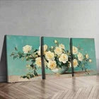 3pcs White Roses in Vase Beauty Colorful Perfect Wall Art Set Canvas Framed 40x60cm - High Quality Print 100% Australian Made Wall Canvas Ready to Hang
