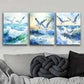 3pcs Seagulls Fly Over the Waves Ocean Perfect Wall Art Set Canvas Framed 40x60cm - High Quality Print 100% Australian Made Wall Canvas Ready to Hang