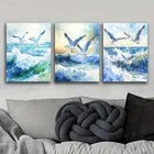 3pcs Seagulls Fly Over the Waves Ocean Perfect Wall Art Set Canvas Framed 40x60cm - High Quality Print 100% Australian Made Wall Canvas Ready to Hang