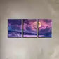 3pcs Beautiful Moon with Mountain & Trees view Wall Art Set Canvas Framed 40x60cm - High Quality Print 100% Australian Made Wall Canvas Ready to Hang