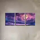 3pcs Beautiful Moon with Mountain & Trees view Wall Art Set Canvas Framed 40x60cm - High Quality Print 100% Australian Made Wall Canvas Ready to Hang