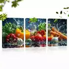 3pcs Vibrant Vegetables with Water Splashing Wall Art Set Canvas Framed 40x60cm - High Quality Print 100% Australian Made Wall Canvas Ready to Hang