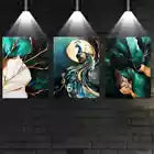 3pcs Beautiful Leaf Peacock with Leaves Wall Art Set Canvas Framed 40x60cm - High Quality Print 100% Australian Made Wall Canvas Ready to Hang