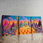 3pcs Giraffe World Colorful Painting Perfect Wall Art Set Canvas Framed 40x60cm - High Quality Print 100% Australian Made Wall Canvas Ready to Hang