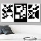 3pcs Abstract Contemporary Black & White Metal Print Ready to Hang Art