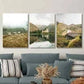 3pcs Sheep Lake And Mountain Scottish Highlands Metal Print Ready to Hang Art