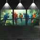3pcs Cute Parrots on the Branch Greenery Forest Wall Art Set Canvas Framed 40x60cm - High Quality Print 100% Australian Made Wall Canvas Ready to Hang