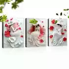 3pcs Elegant Woman with Red Flowers Painting Wall Art Set Canvas Framed 40x60cm - High Quality Print 100% Australian Made Wall Canvas Ready to Hang