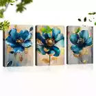3pcs Elegant Blue And Gold Floral Wall Art Set Canvas Framed 40x60cm - High Quality Print 100% Australian Made Wall Canvas Ready to Hang