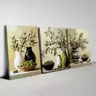 3pcs Charming Olives Branch Still Life Vases Wall Art Set Canvas Framed 40x60cm - High Quality Print 100% Australian Made Wall Canvas Ready to Hang