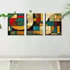 3pcs Modern Abstract Vintage Art Painting Wall Art Set Canvas Framed 40x60cm - High Quality Print 100% Australian Made Wall Canvas Ready to Hang