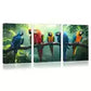 3pcs Cute Parrots on the Branch Greenery Forest Wall Art Set Canvas Framed 40x60cm - High Quality Print 100% Australian Made Wall Canvas Ready to Hang