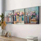 3pcs Books on the Shelf Colorful Beauty Perfect Wall Art Set Canvas Framed 40x60cm - High Quality Print 100% Australian Made Wall Canvas Ready to Hang