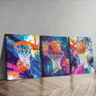 3pcs Shoot at the Basket Colorful Perfect Wall Art Set Canvas Framed 40x60cm - High Quality Print 100% Australian Made Wall Canvas Ready to Hang