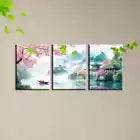 3pcs Watercolor Scenic Landscape Cherry Blossoms Wall Art Set Canvas Framed 40x60cm - High Quality Print 100% Australian Made Wall Canvas Ready to Hang