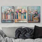 3pcs Books on the Shelf Colorful Beauty Perfect Wall Art Set Canvas Framed 40x60cm - High Quality Print 100% Australian Made Wall Canvas Ready to Hang