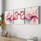 3pcs Two Lovers of Flamingos Colorful Perfect Wall Art Set Canvas Framed 40x60cm - High Quality Print 100% Australian Made Wall Canvas Ready to Hang
