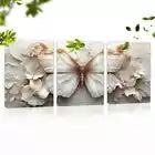 3pcs Elegant Butterfly & Florals with Cream Tone Wall Art Set Canvas Framed 40x60cm - High Quality Print 100% Australian Made Wall Canvas Ready to Hang