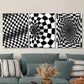 3pcs Black and White Optical Illusion Swirl Metal Print Ready to Hang Art