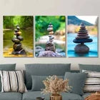 3pcs Zen Balancing Stones Beach River Metal Print Ready to Hang Art