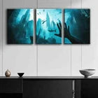 3pcs Colorful Ocean Themed Blue Water Wall Art Set Canvas Framed 40x60cm - High Quality Print 100% Australian Made Wall Canvas Ready to Hang