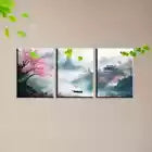 3pcs Modern Landscape Mountains and Pink Floral Wall Wall Art Set Canvas Framed 40x60cm - High Quality Print 100% Australian Made Wall Canvas Ready to Hang