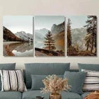 3pcs Nordic Modern Valley Forest Fantasy Mountain Metal Print Ready to Hang Art