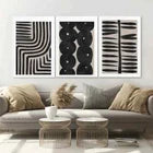 3pcs Modern Abstract Line Painting Hanging Cloth Metal Print Ready to Hang Art