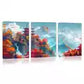 3pcs Enchanting and Serene Lakeside Town Wall Art Set Canvas Framed 40x60cm - High Quality Print 100% Australian Made Wall Canvas Ready to Hang