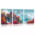 3pcs Enchanting and Serene Lakeside Town Wall Art Set Canvas Framed 40x60cm - High Quality Print 100% Australian Made Wall Canvas Ready to Hang