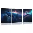 3pcs Magical Abstract Whale on Space Atmosphere Wall Art Set Canvas Framed 40x60cm - High Quality Print 100% Australian Made Wall Canvas Ready to Hang