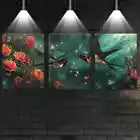 3pcs Charming Swallows Flying and Floral Roses Wall Art Set Canvas Framed 40x60cm - High Quality Print 100% Australian Made Wall Canvas Ready to Hang