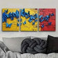 3pcs Butterflies on Brick Blue & Red Perfect Wall Art Set Canvas Framed 40x60cm - High Quality Print 100% Australian Made Wall Canvas Ready to Hang