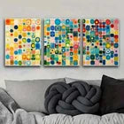 3pcs Colorful Abstract Square Perfect Wall Art Set Canvas Framed 40x60cm - High Quality Print 100% Australian Made Wall Canvas Ready to Hang