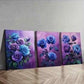 3pcs Purple Rose at Night Beauty Color Perfect Wall Art Set Canvas Framed 40x60cm - High Quality Print 100% Australian Made Wall Canvas Ready to Hang