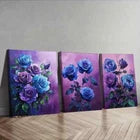 3pcs Purple Rose at Night Beauty Color Perfect Wall Art Set Canvas Framed 40x60cm - High Quality Print 100% Australian Made Wall Canvas Ready to Hang