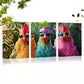 3pcs Modern Fashionable Roosters with Sunglasses Wall Art Set Canvas Framed 40x60cm - High Quality Print 100% Australian Made Wall Canvas Ready to Hang