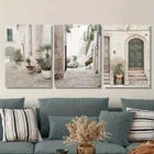 3pcs Puglia Street Alley Courtyard Potted Plants Metal Print Ready to Hang Art