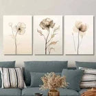3pcs Vintage Floral Abstract Watercolor Beige Metal Print Ready to Hang Art