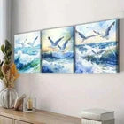 3pcs Seagulls Fly Over the Waves Ocean Perfect Wall Art Set Canvas Framed 40x60cm - High Quality Print 100% Australian Made Wall Canvas Ready to Hang