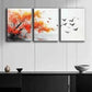 3pcs Colorful Autumn Tree and Birds Theme Wall Art Set Canvas Framed 40x60cm - High Quality Print 100% Australian Made Wall Canvas Ready to Hang